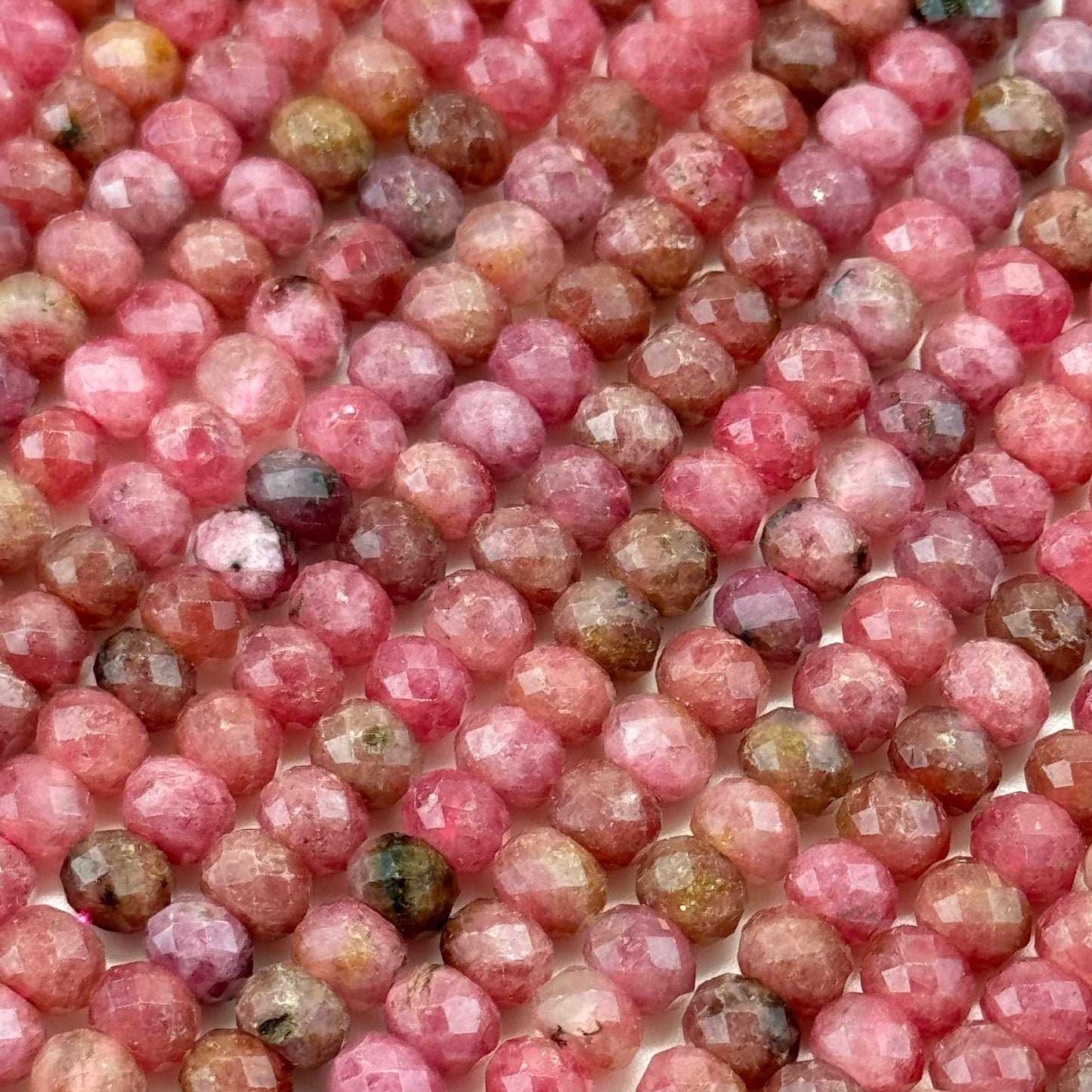 Rhodonite Faceted Rondelle Beads (AA Quality)