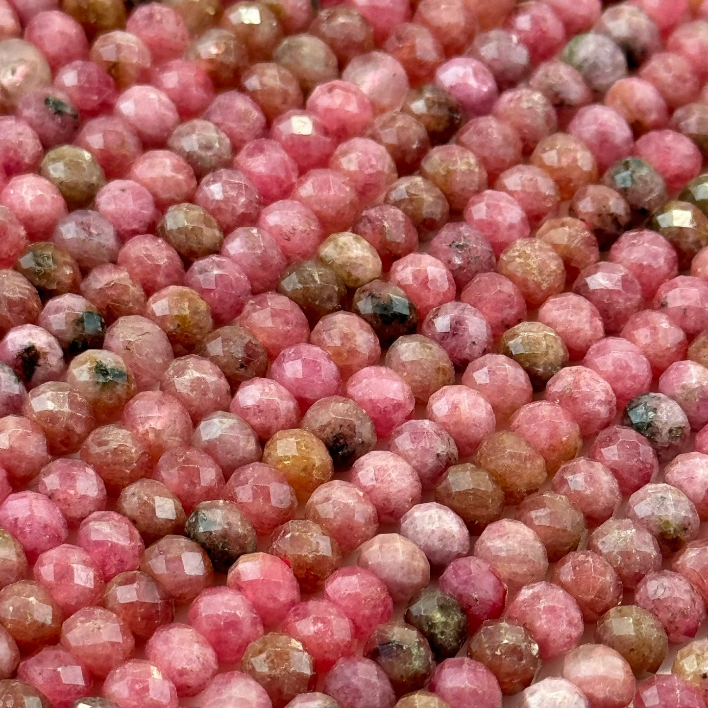 Rhodonite Faceted Rondelle Beads (AA Quality)
