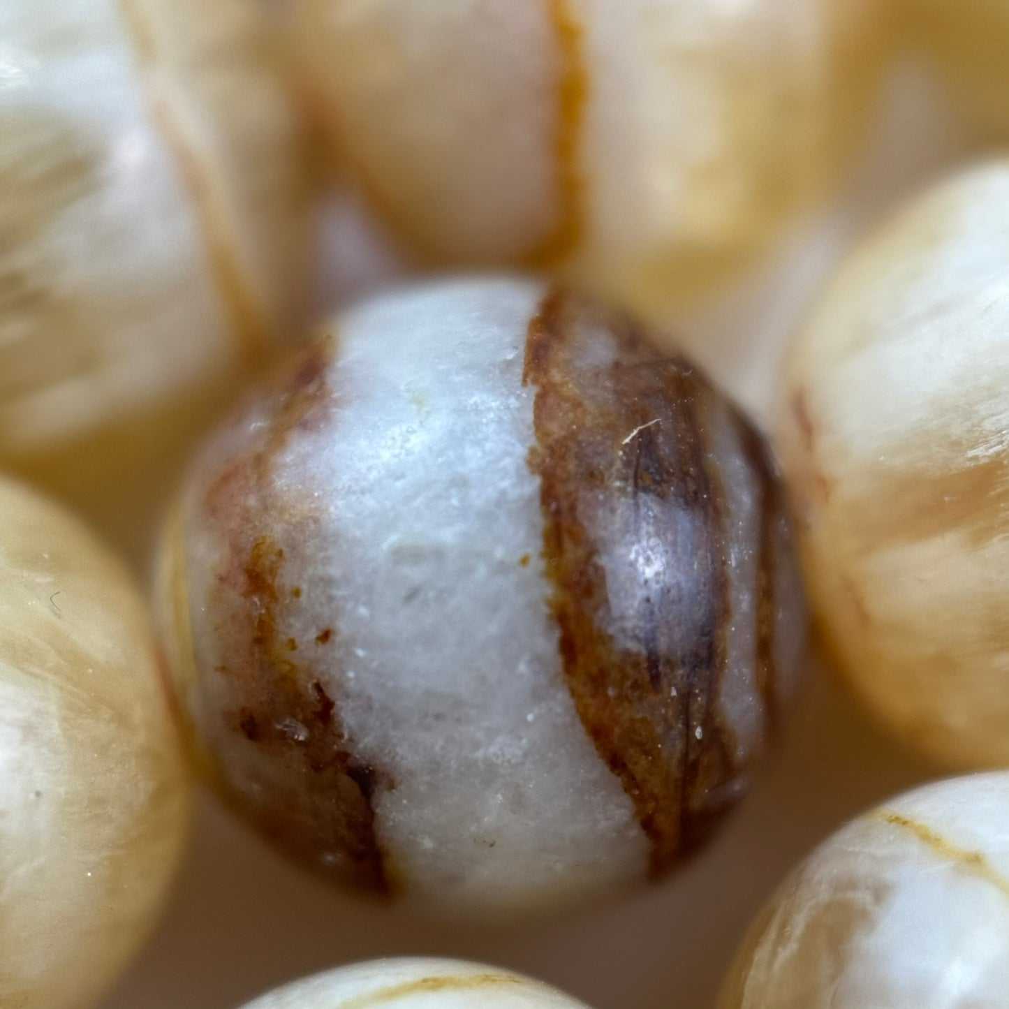 Yellow Banded Calcite Beads - Polished Round
