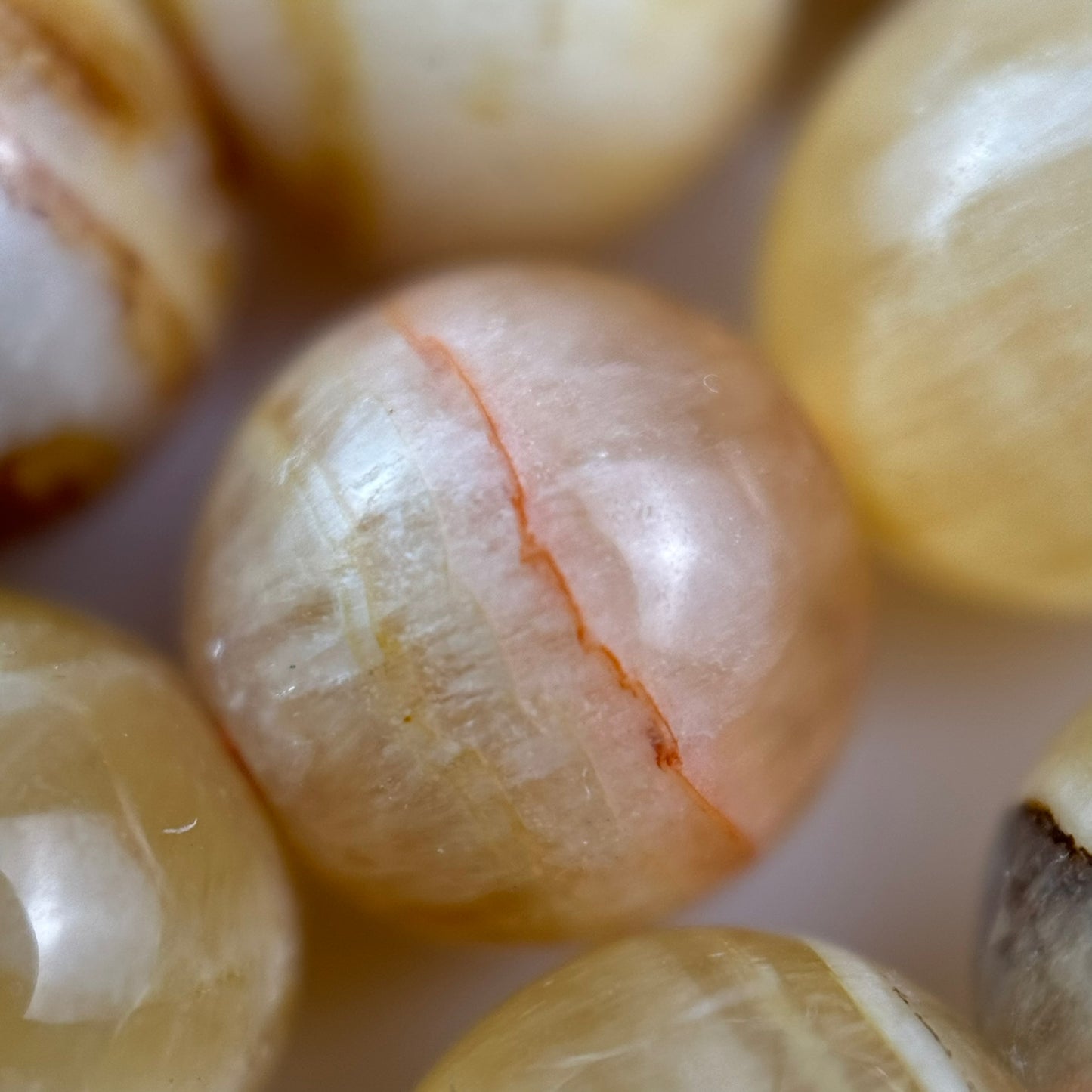 Yellow Banded Calcite Beads - Polished Round