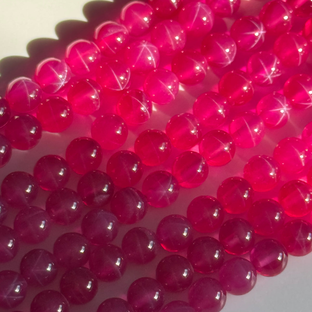Synthetic Star Ruby Polished Round Gemstone Beads - (AAAA Quality)