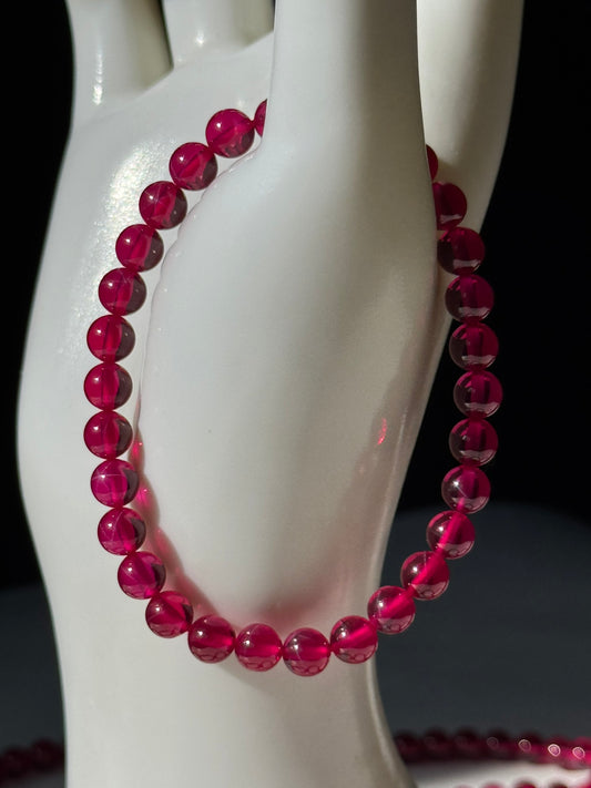 Synthetic Star Ruby Round Shaped Bracelet – Natural Gemstone Jewelry - (AAAAA Quality)