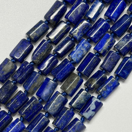 Lapis Lazuli Faceted Tube Natural Navy Blue Gemstone