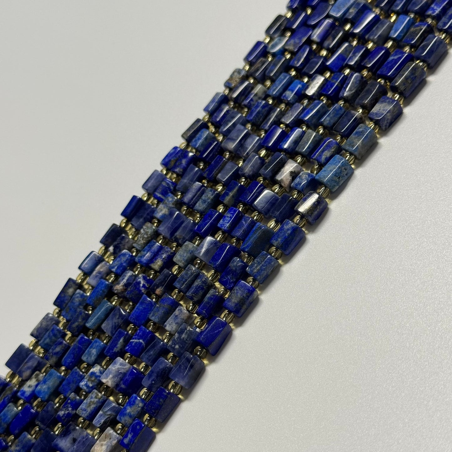 Faceted Tube Lapis Lazuli Beads – Natural Navy Blue Gemstone