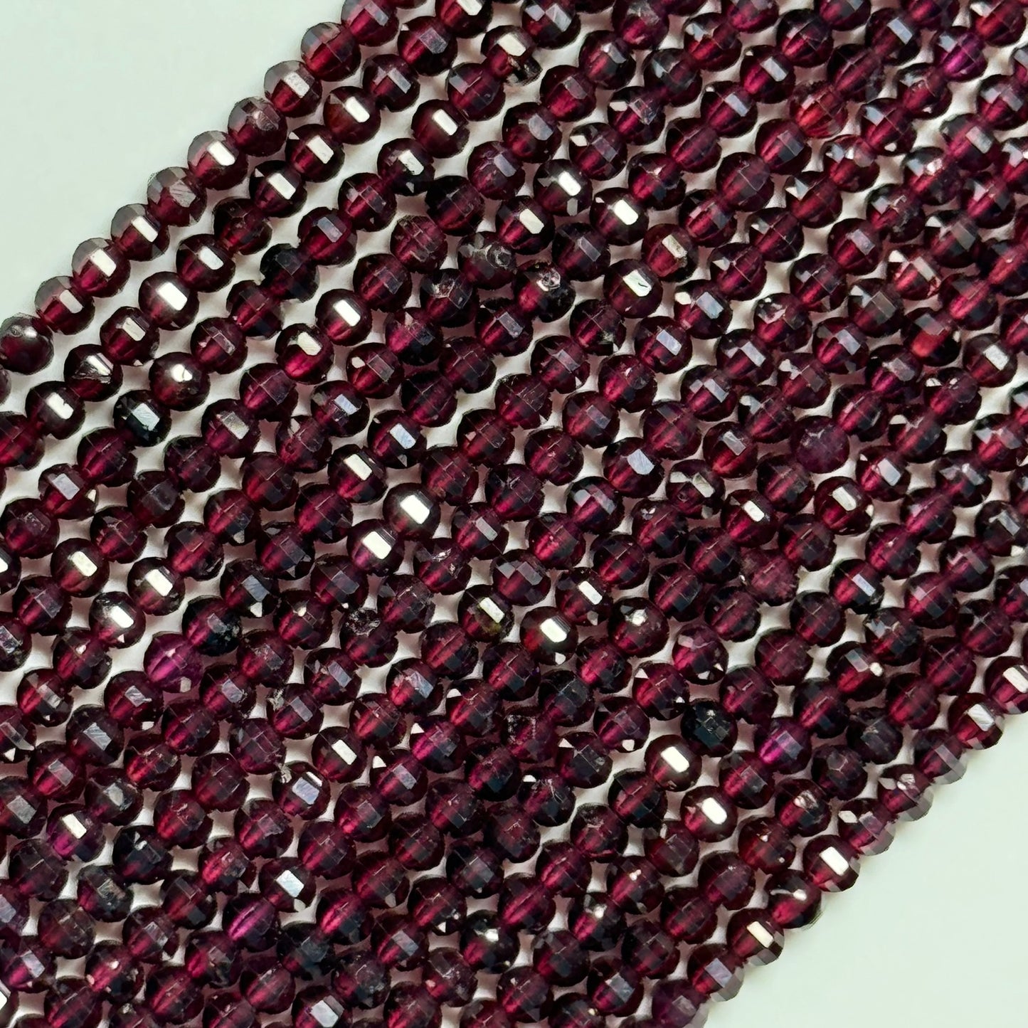 Grape Garnet Faceted Rondelle Beads - Single Cut Rondelle