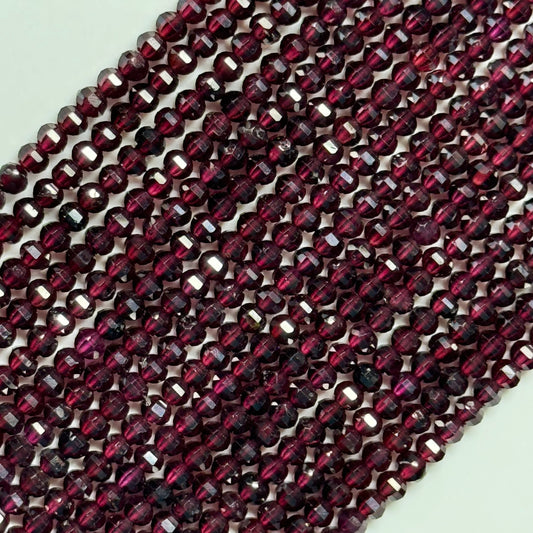 Grape Garnet Faceted Rondelle Beads - Single Cut Rondelle