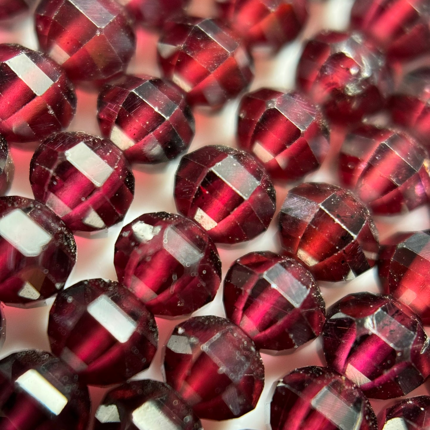 Grape Garnet Faceted Rondelle Beads - Single Cut Rondelle