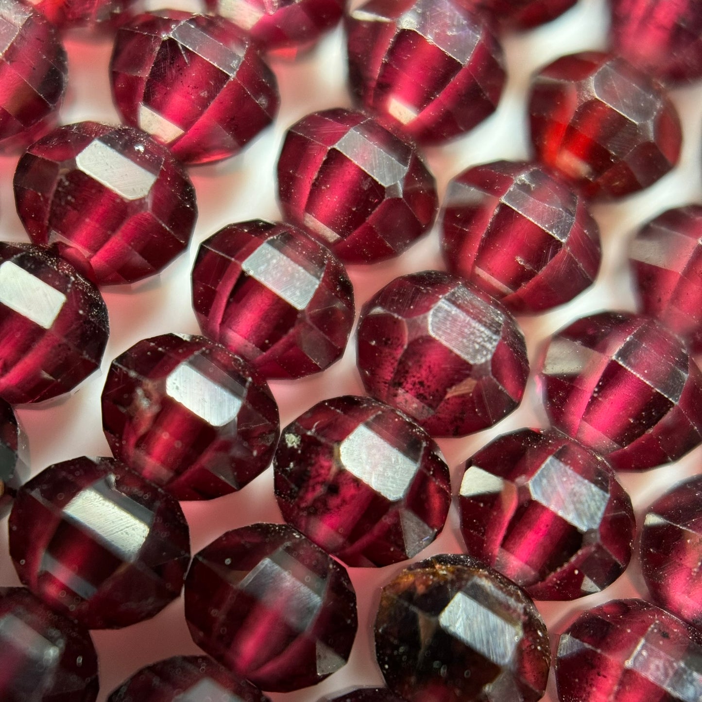 Grape Garnet Faceted Rondelle Beads - Single Cut Rondelle