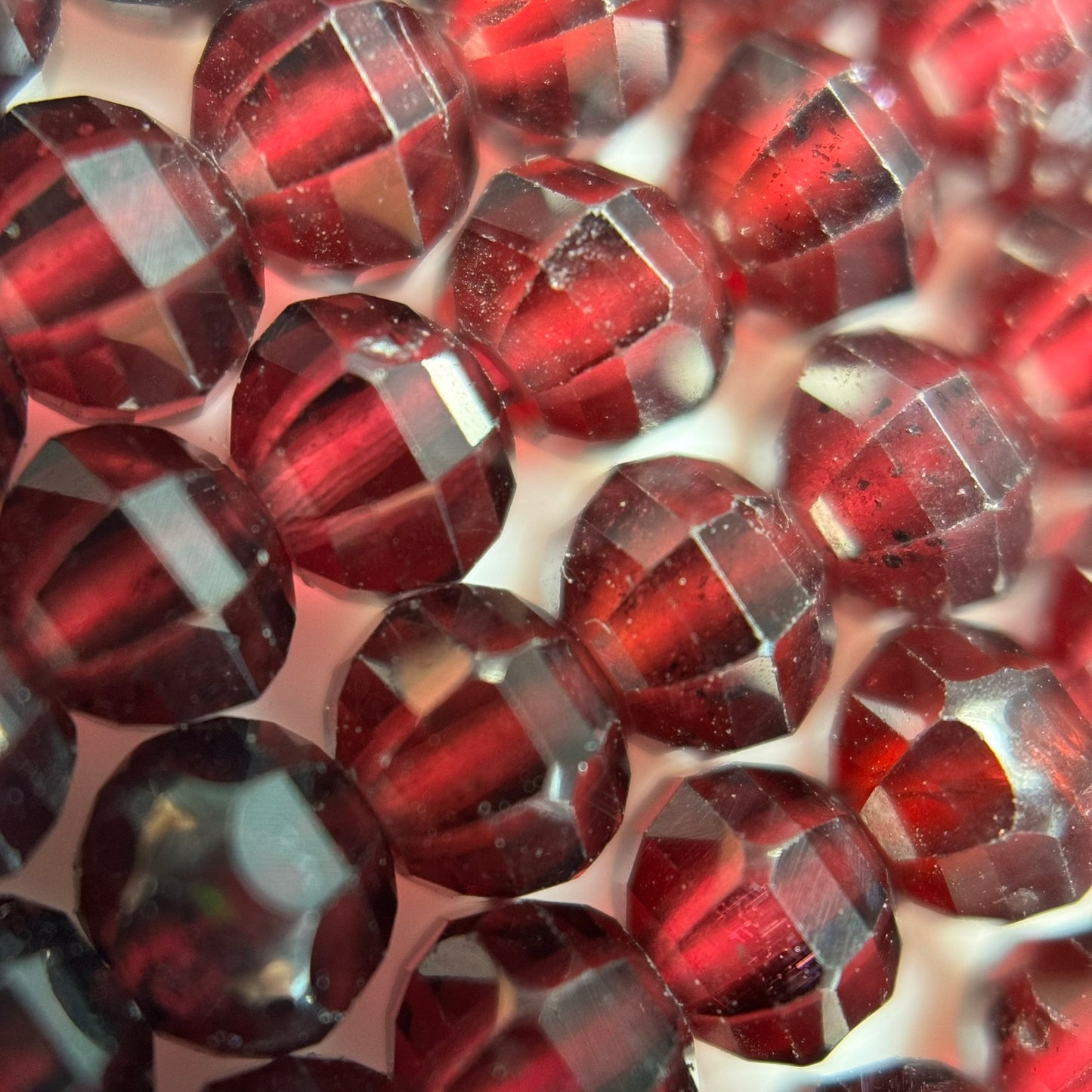 Grape Garnet Faceted Rondelle Beads - Single Cut Rondelle