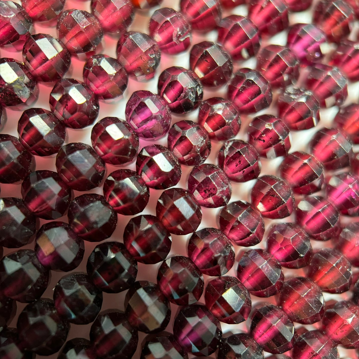 Grape Garnet Faceted Rondelle Beads - Single Cut Rondelle