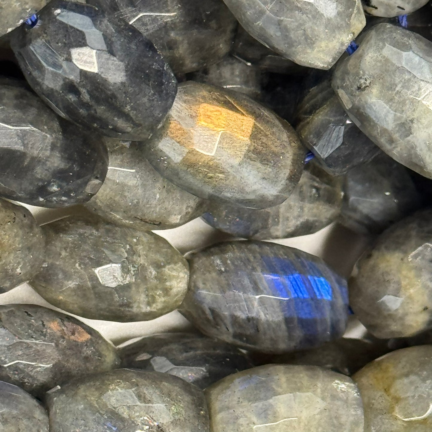 Labradorite Faceted Barrel-Shaped Gemstone Beads (A Quality)