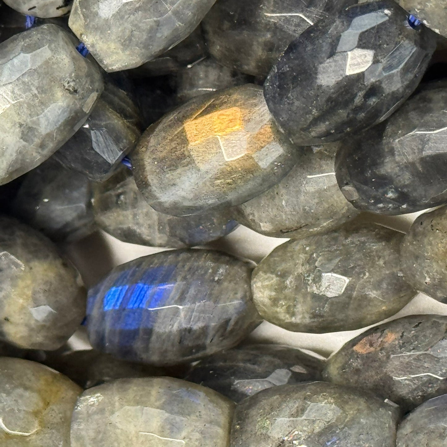 Labradorite Faceted Barrel-Shaped Gemstone Beads (A Quality)