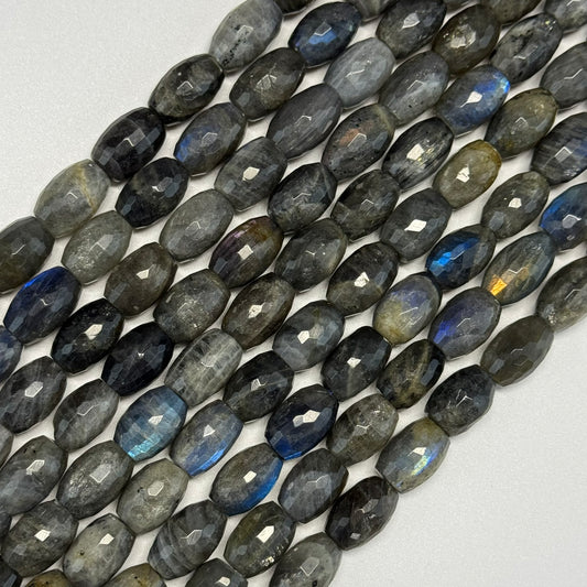 Labradorite Faceted Barrel-Shaped Gemstone Beads (A Quality)
