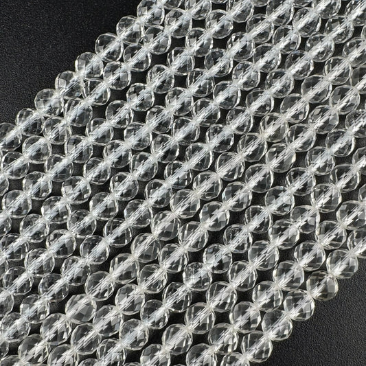 Clear Quartz Micro-Faceted Gemstone Beads - (AAA Quality)