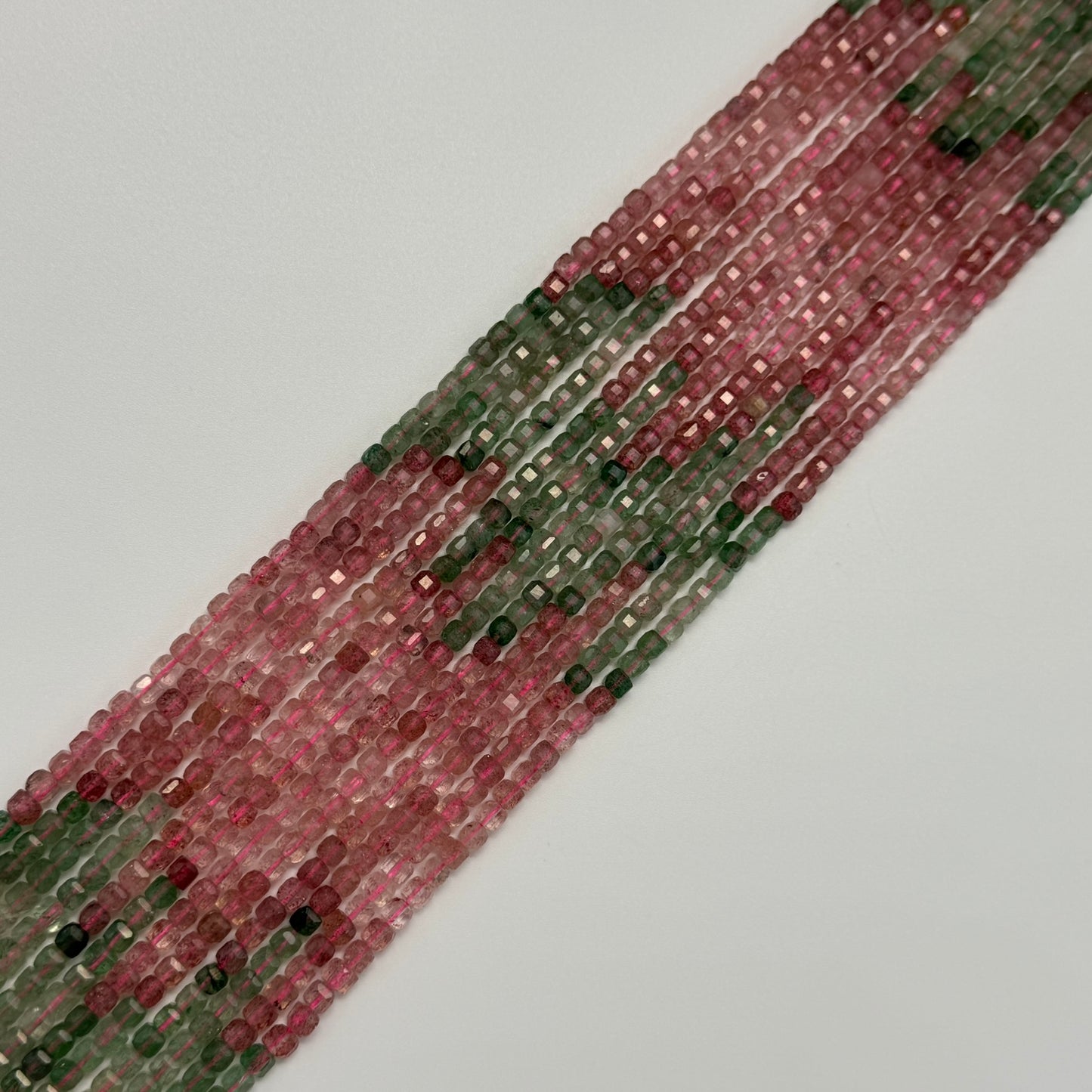 Raspberry Quartz Faceted Square Beads