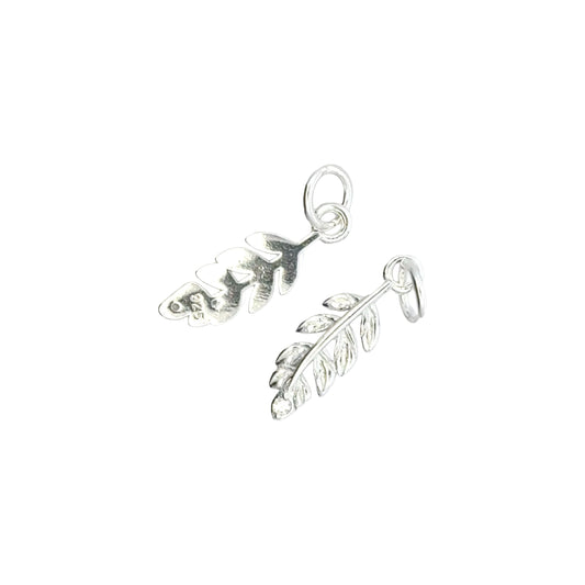 925 Sterling Silver Leaf Charm CZ