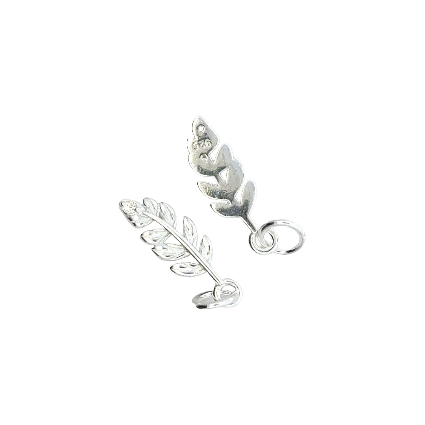 925 Sterling Silver Leaf Charm CZ