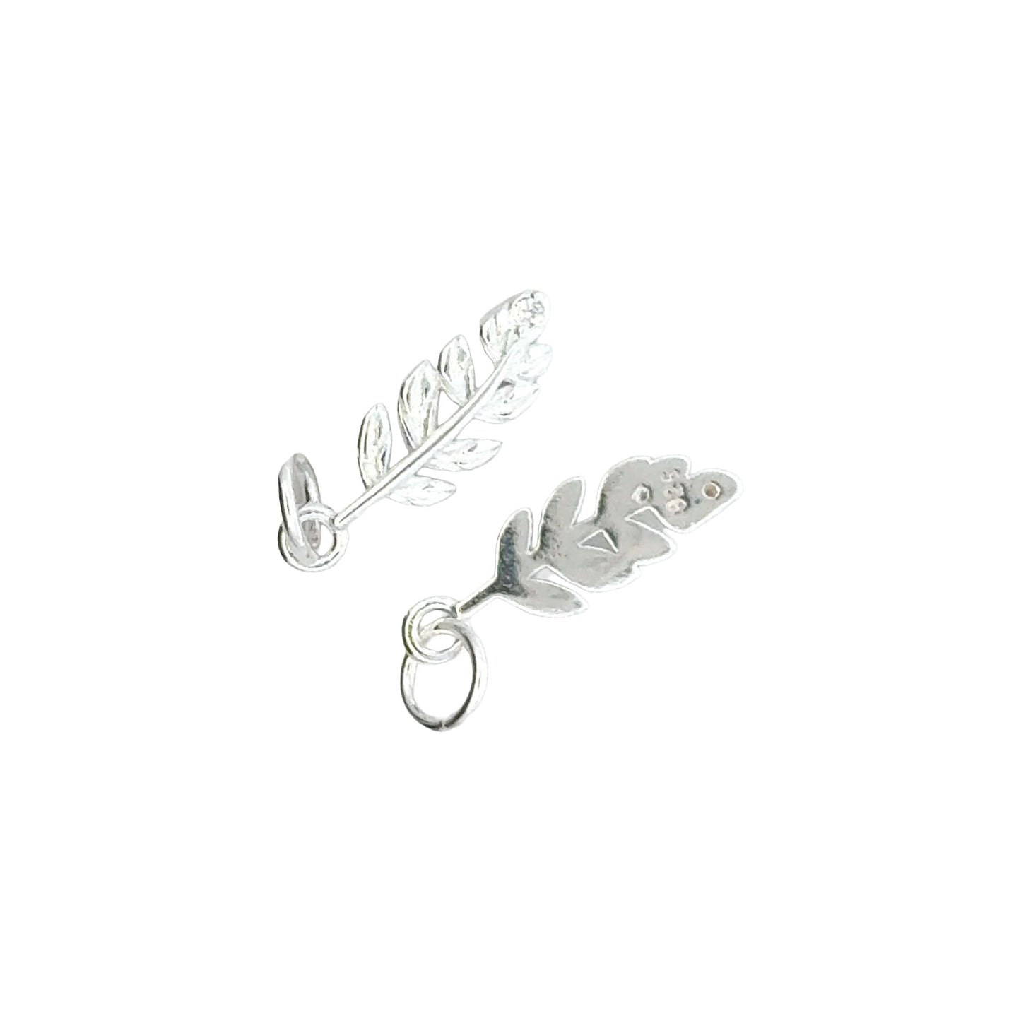 925 Sterling Silver Leaf Charm CZ