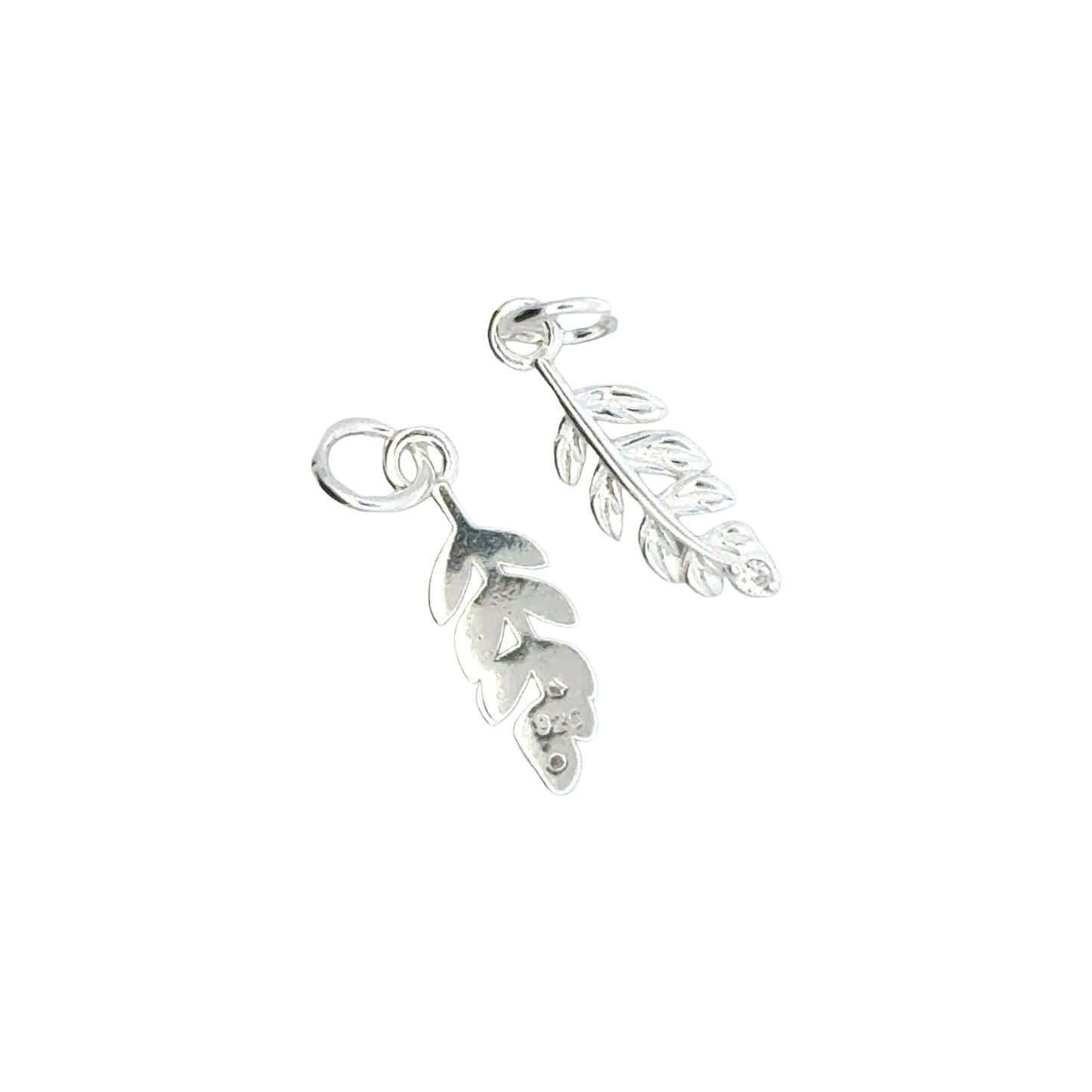 925 Sterling Silver Leaf Charm CZ