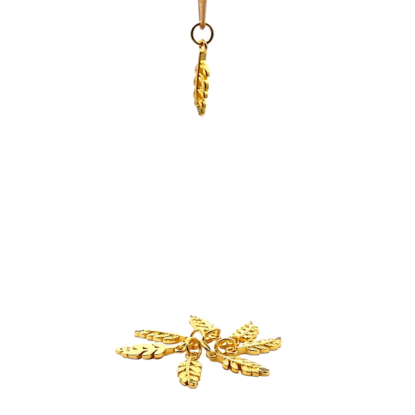 925 Sterling Silver Leaf Charm CZ