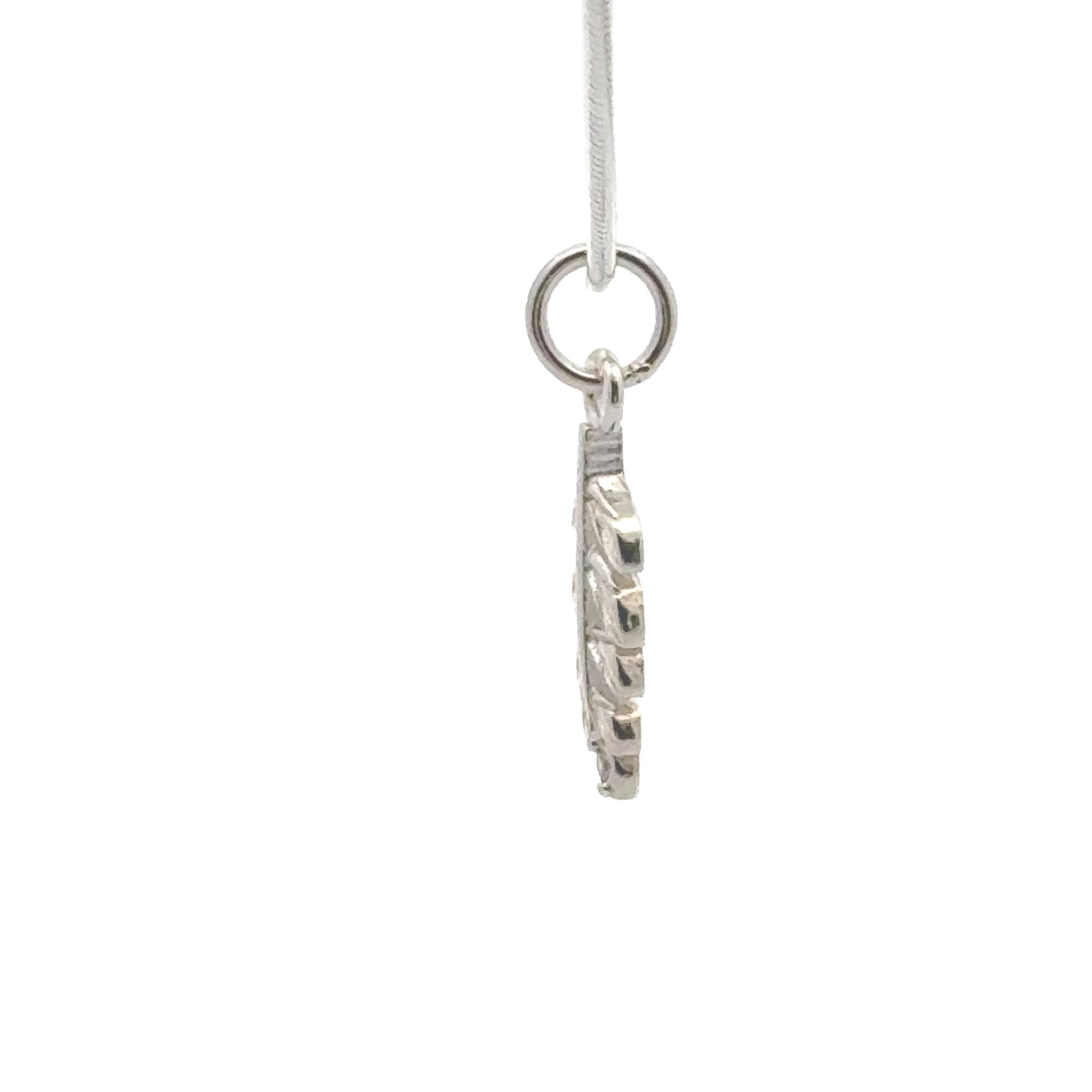 925 Sterling Silver Leaf Charm CZ