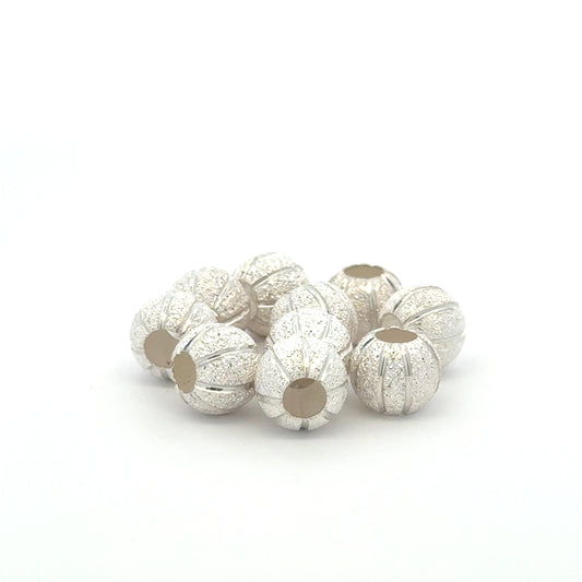 925 Sterling Silver Pak of 10 Pumpkin Beads