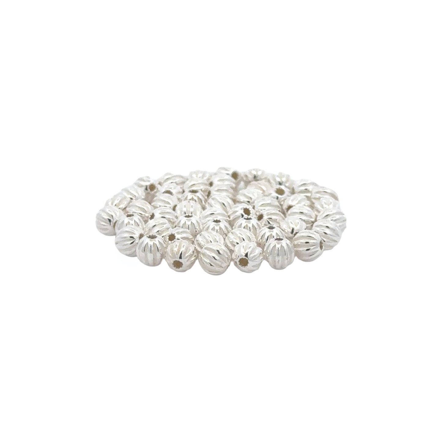 925 Sterling Silver Pack of 10 Ribbed Beads