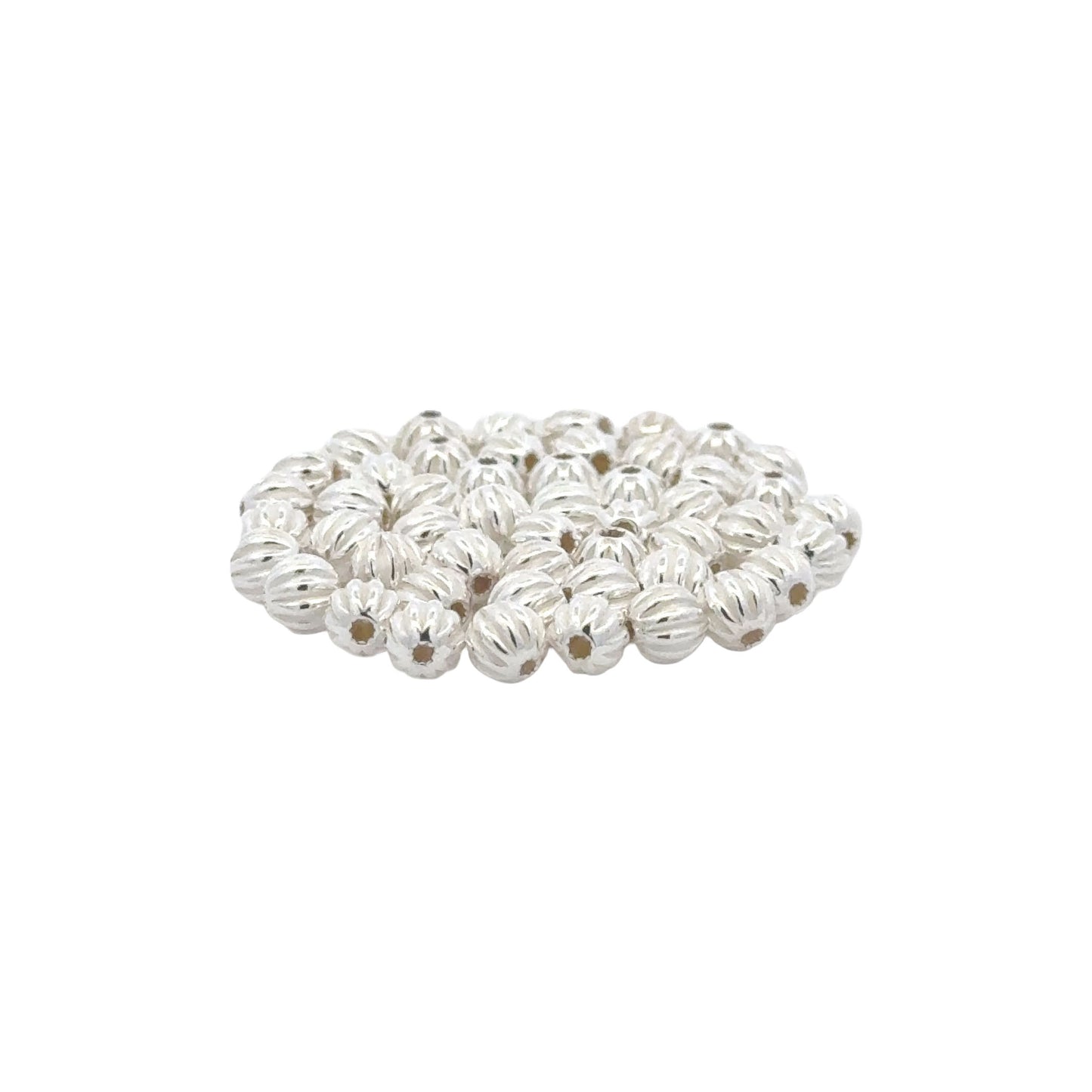 925 Sterling Silver Pack of 10 Ribbed Beads