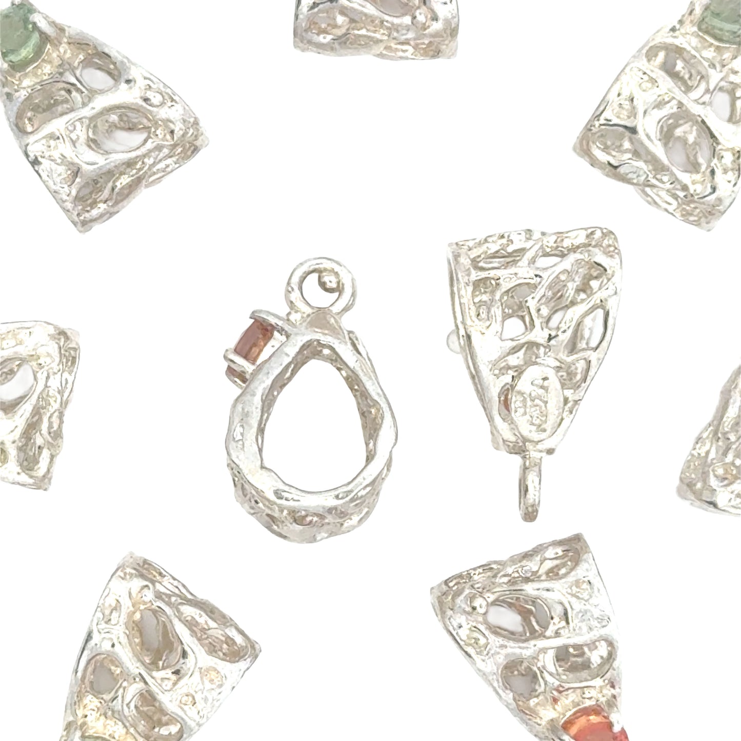 925 Sterling Silver Handmade Heavy Bail with Natural Sapphire