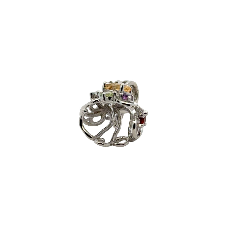 925 Sterling Silver Flaxible Wire Glue Bail with Natural Citrine, Topaz, Garrnet, Peridot, Amethyst Stones