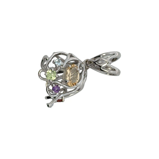 925 Sterling Silver Flaxible Wire Glue Bail with Natural Citrine, Topaz, Garrnet, Peridot, Amethyst Stones