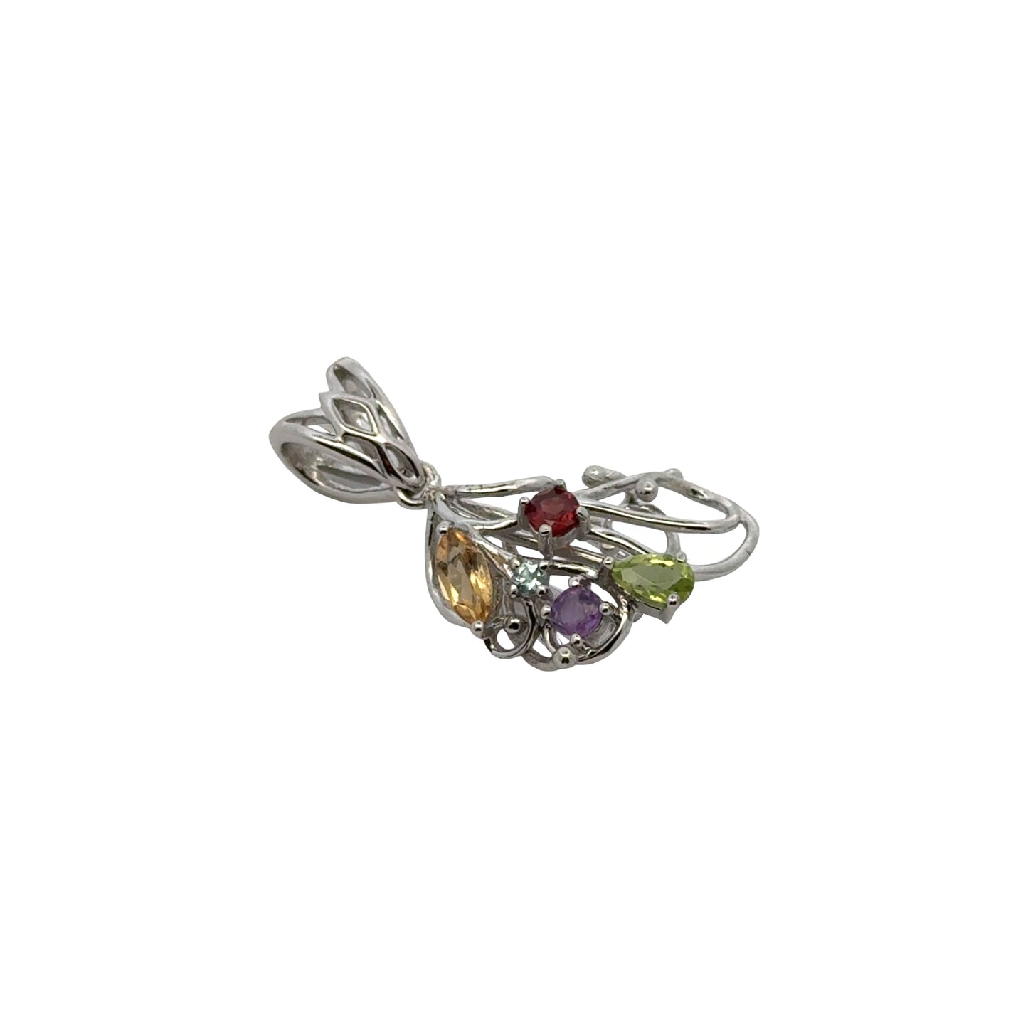 925 Sterling Silver Flaxible Wire Glue Bail with Natural Citrine, Topaz, Garrnet, Peridot, Amethyst Stones