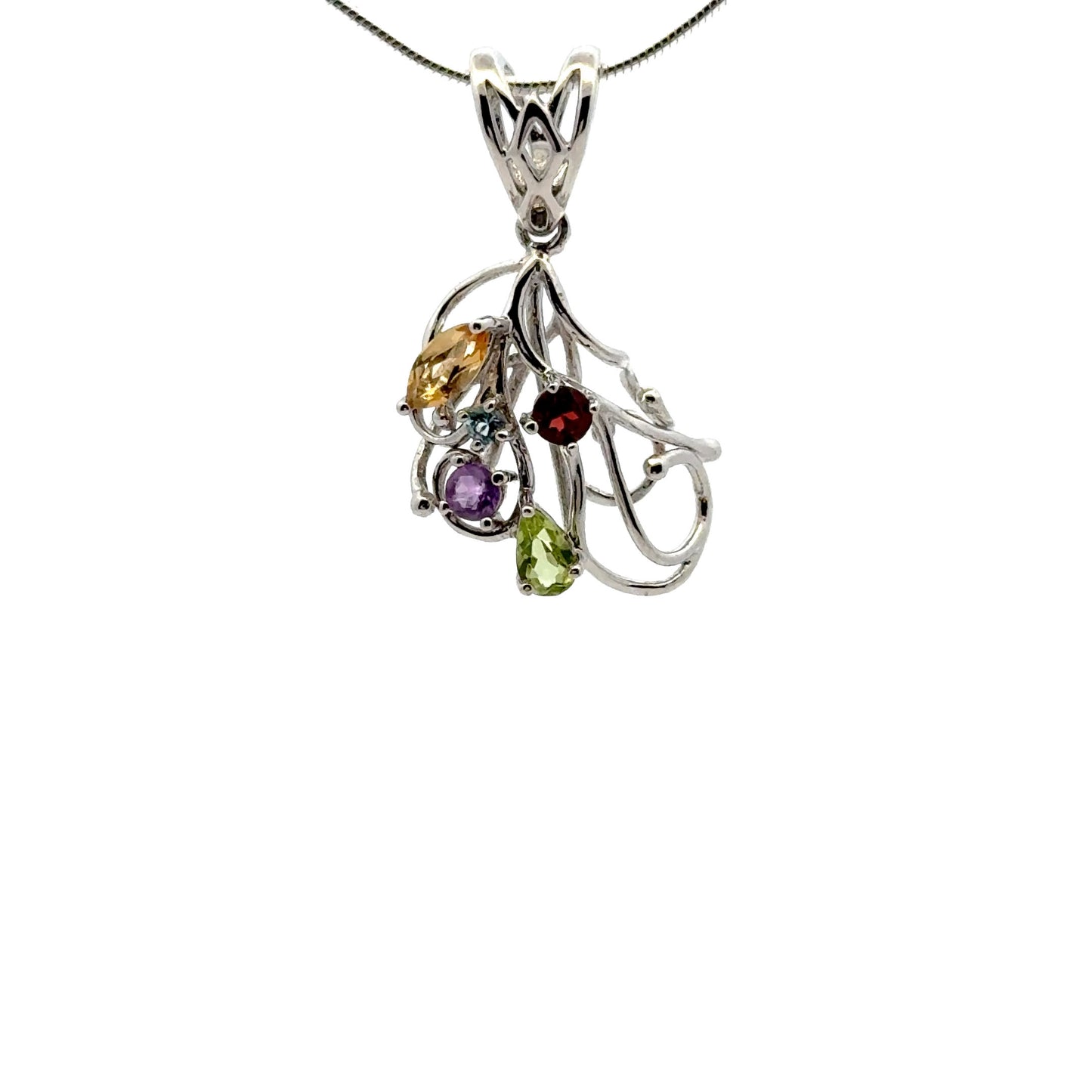 925 Sterling Silver Flaxible Wire Glue Bail with Natural Citrine, Topaz, Garrnet, Peridot, Amethyst Stones