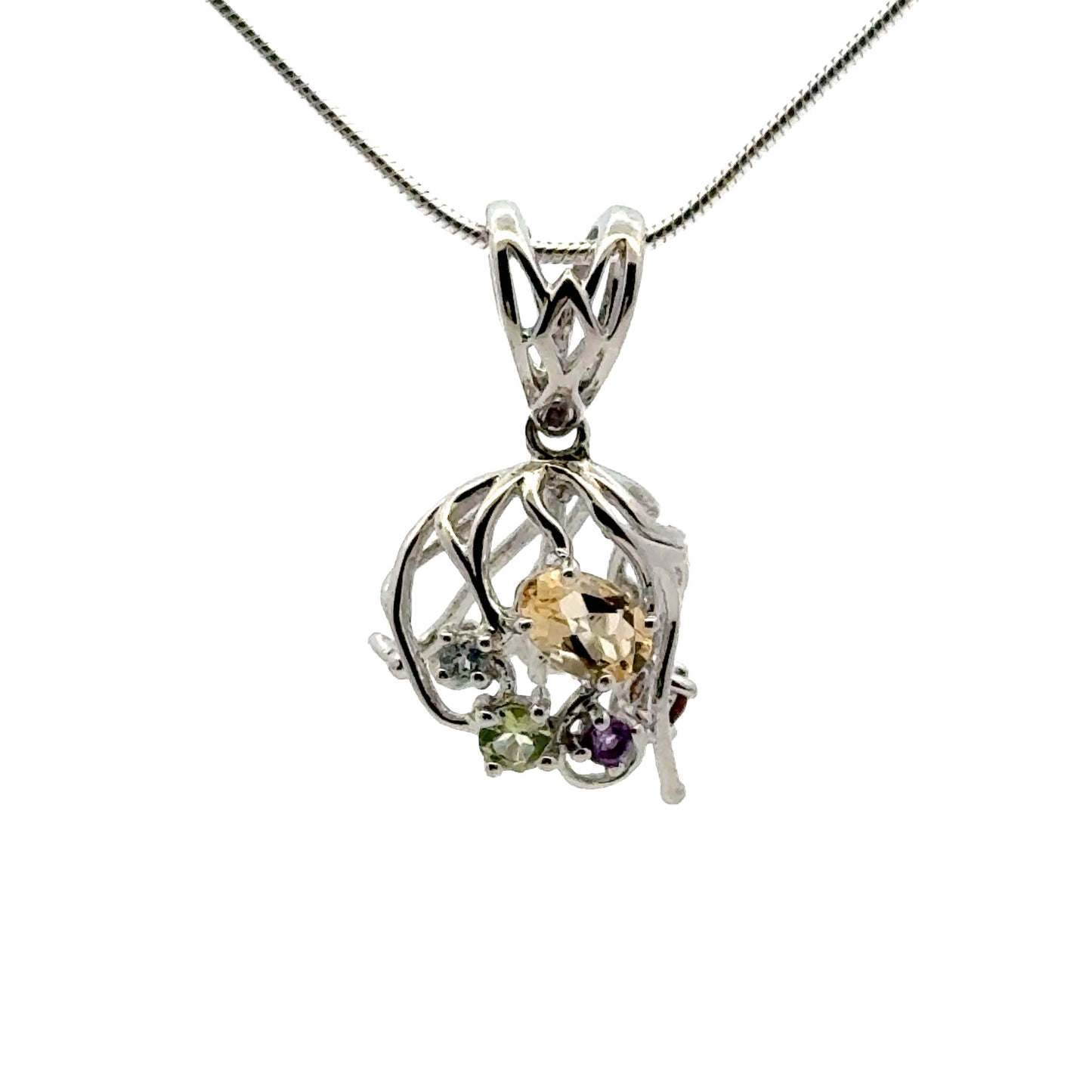 925 Sterling Silver Flaxible Wire Glue Bail with Natural Citrine, Topaz, Garrnet, Peridot, Amethyst Stones