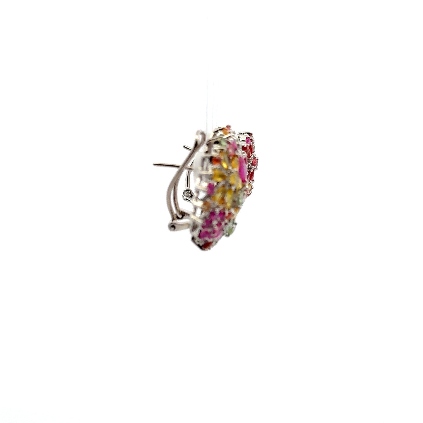 Ruby & Sapphire Jewelry Set – Handmade Natural Ruby & Sapphire Earrings, Pendant & Ring in 925 Sterling Silver, Rhodium Plated (Each Piece Also Sold Separately)
