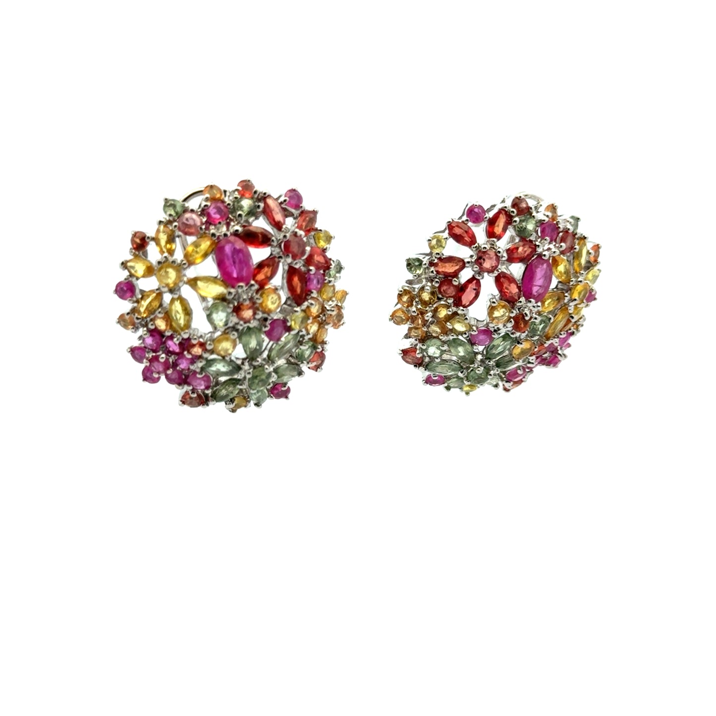 Ruby & Sapphire Jewelry Set – Handmade Natural Ruby & Sapphire Earrings, Pendant & Ring in 925 Sterling Silver, Rhodium Plated (Each Piece Also Sold Separately)