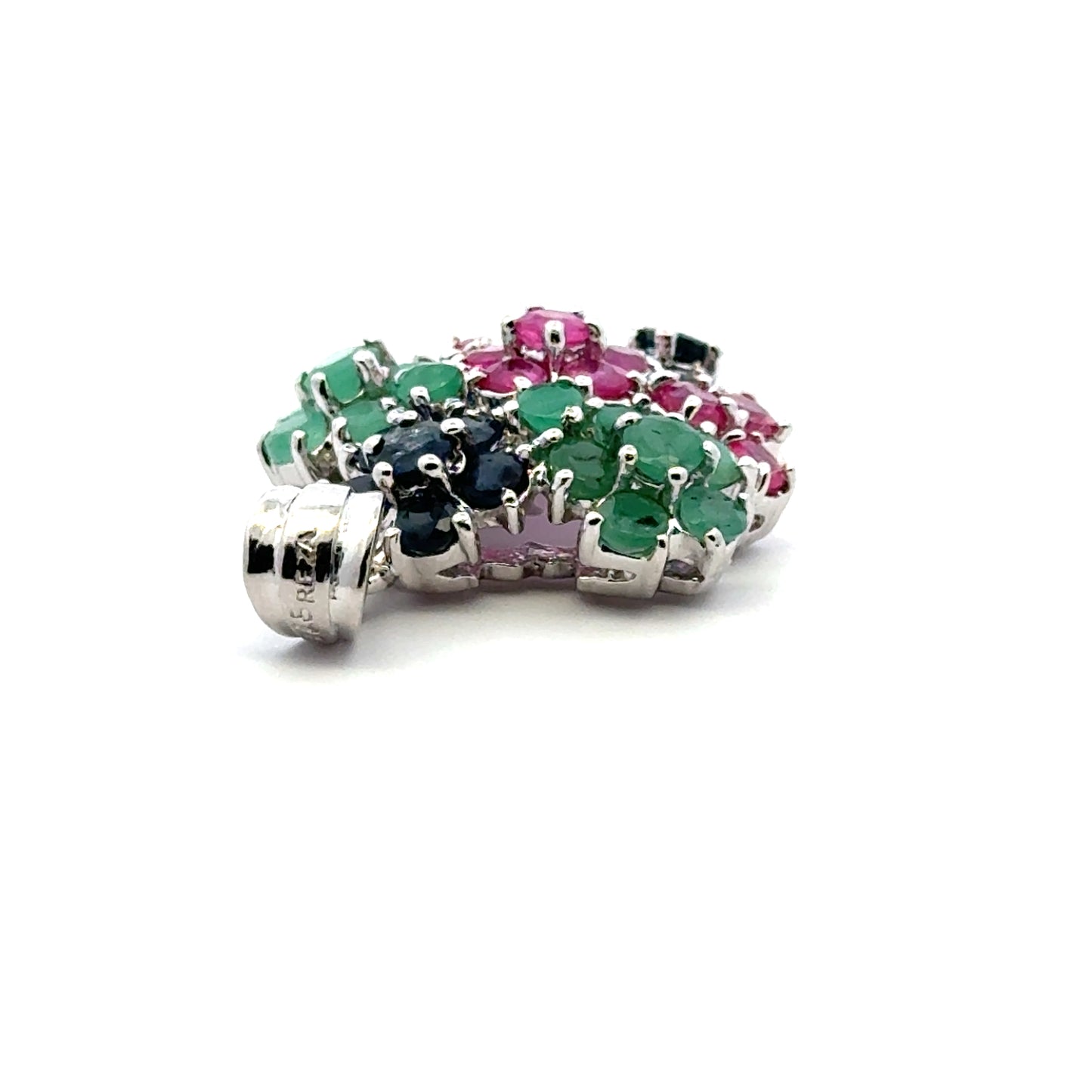 Ruby, Emerald & Sapphire Jewelry Set – Handmade Natural Ruby, Emerald & Sapphire Earrings, Pendant & Ring in 925 Sterling Silver, Rhodium Plated (Each Piece Also Sold Separately)