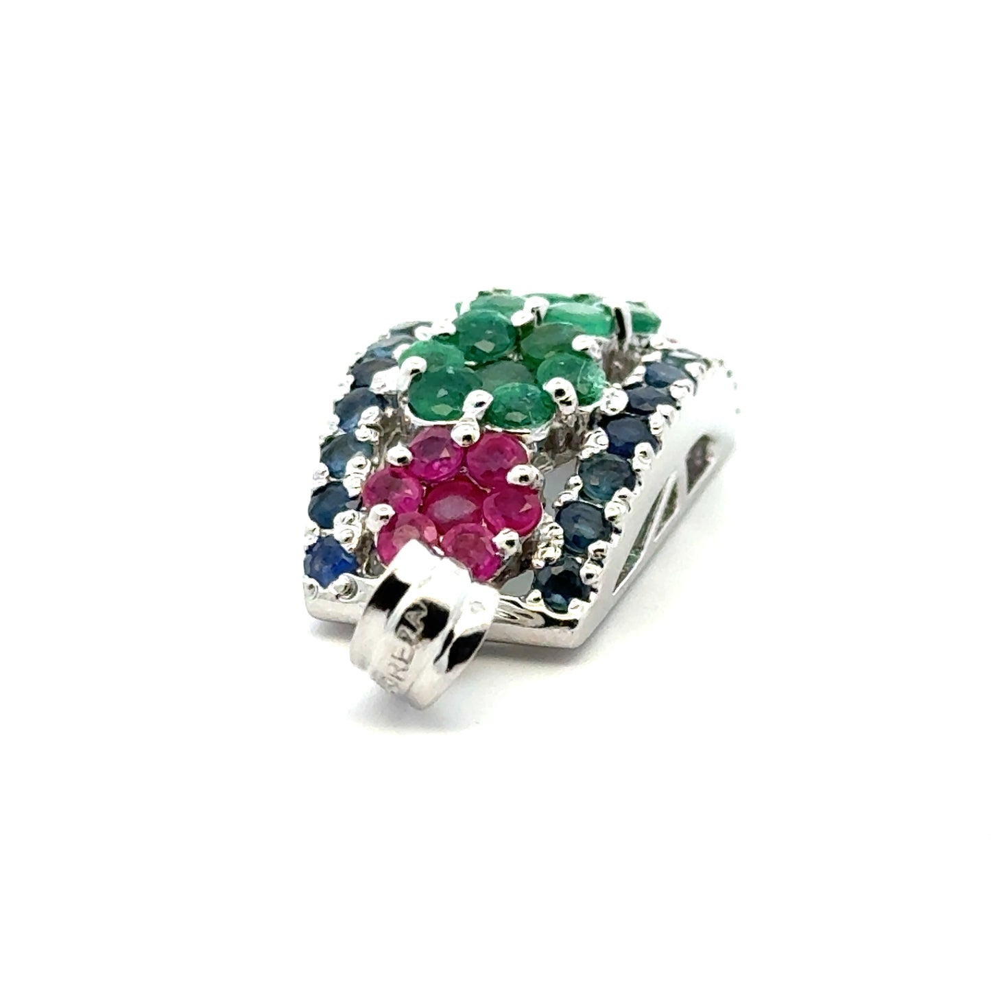 Ruby, Emerald & Sapphire Jewelry Set – Handmade Natural Ruby, Emerald & Sapphire Earrings, Pendant & Ring in 925 Sterling Silver, Rhodium Plated (Each Piece Also Sold Separately)