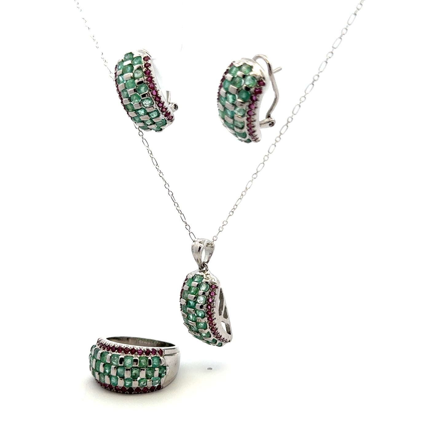 Emerald & Ruby Jewelry Set
