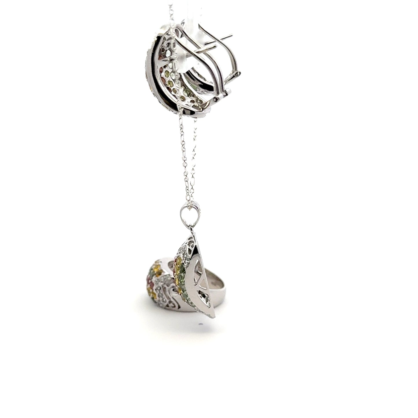 Multi-Color Sapphire & Colorless Cubic Zirconia Jewelry Set