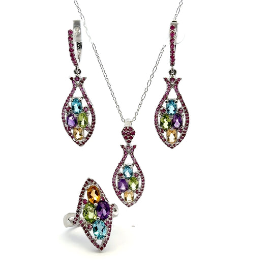 Jewelry Set: Ruby, Sapphire, Amethyst, Citrine & Topaz (Multi-Gemstone Jewelry)