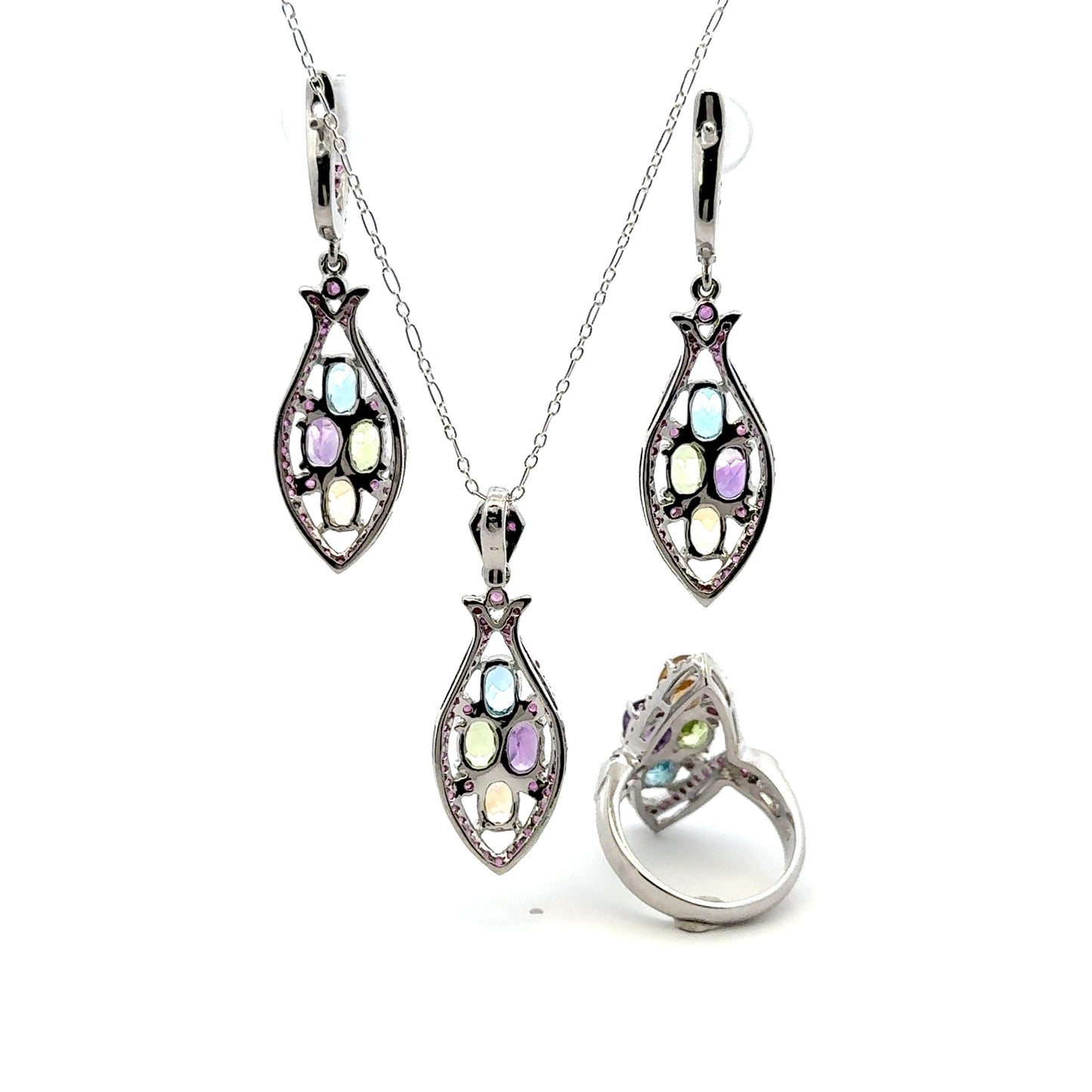 Jewelry Set: Ruby, Sapphire, Amethyst, Citrine & Topaz (Multi-Gemstone Jewelry)