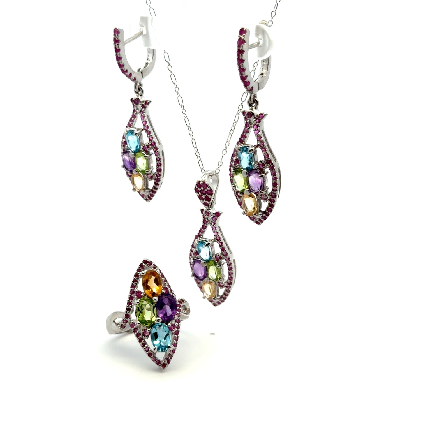 Jewelry Set: Ruby, Sapphire, Amethyst, Citrine & Topaz (Multi-Gemstone Jewelry)