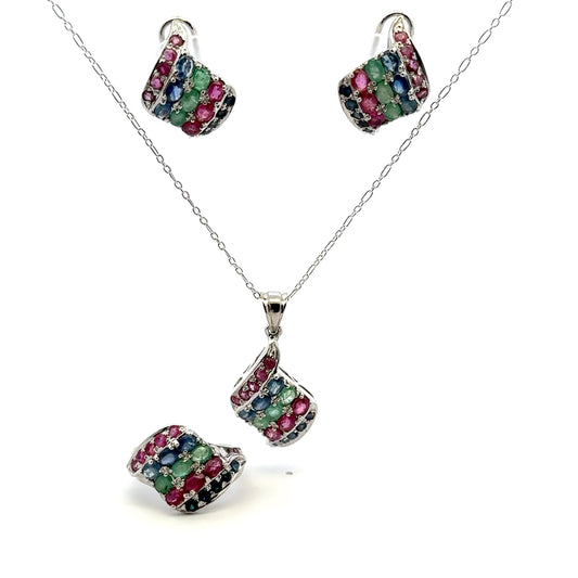 Jewelry Set: Ruby, Sapphire & Emerald Set (Multi-Gemstone Jewelry)