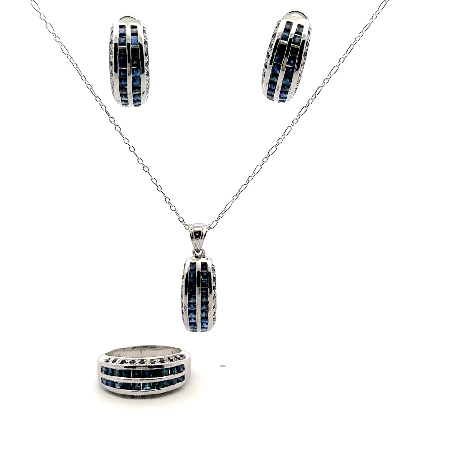 Sapphire Channel Jewelry Set