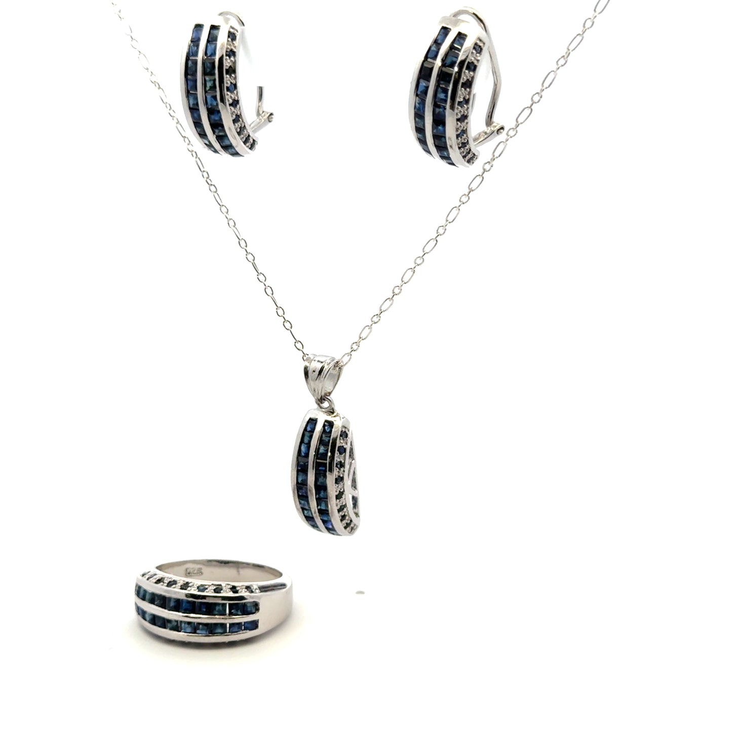 Sapphire Channel Jewelry Set