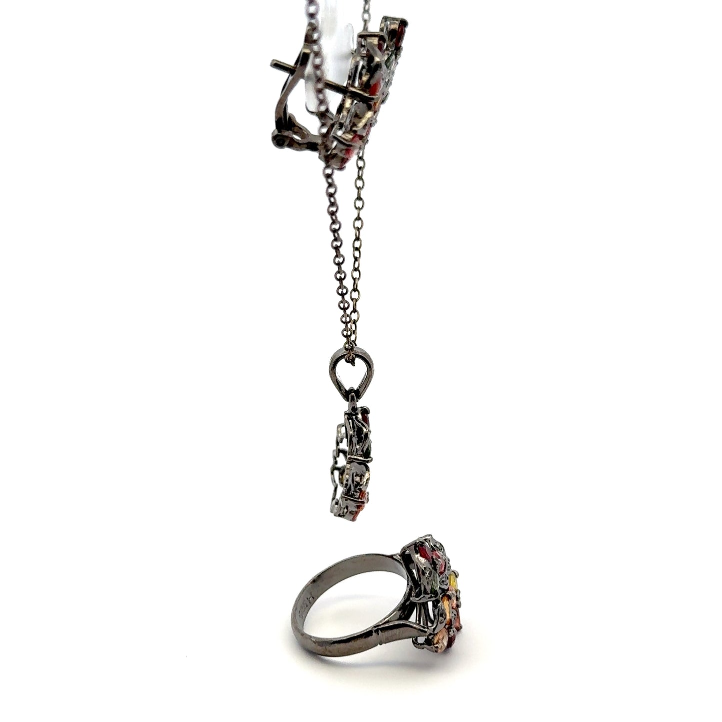 Jewelry Set: Multi-Color Sapphire – 925 Sterling Silver Collection