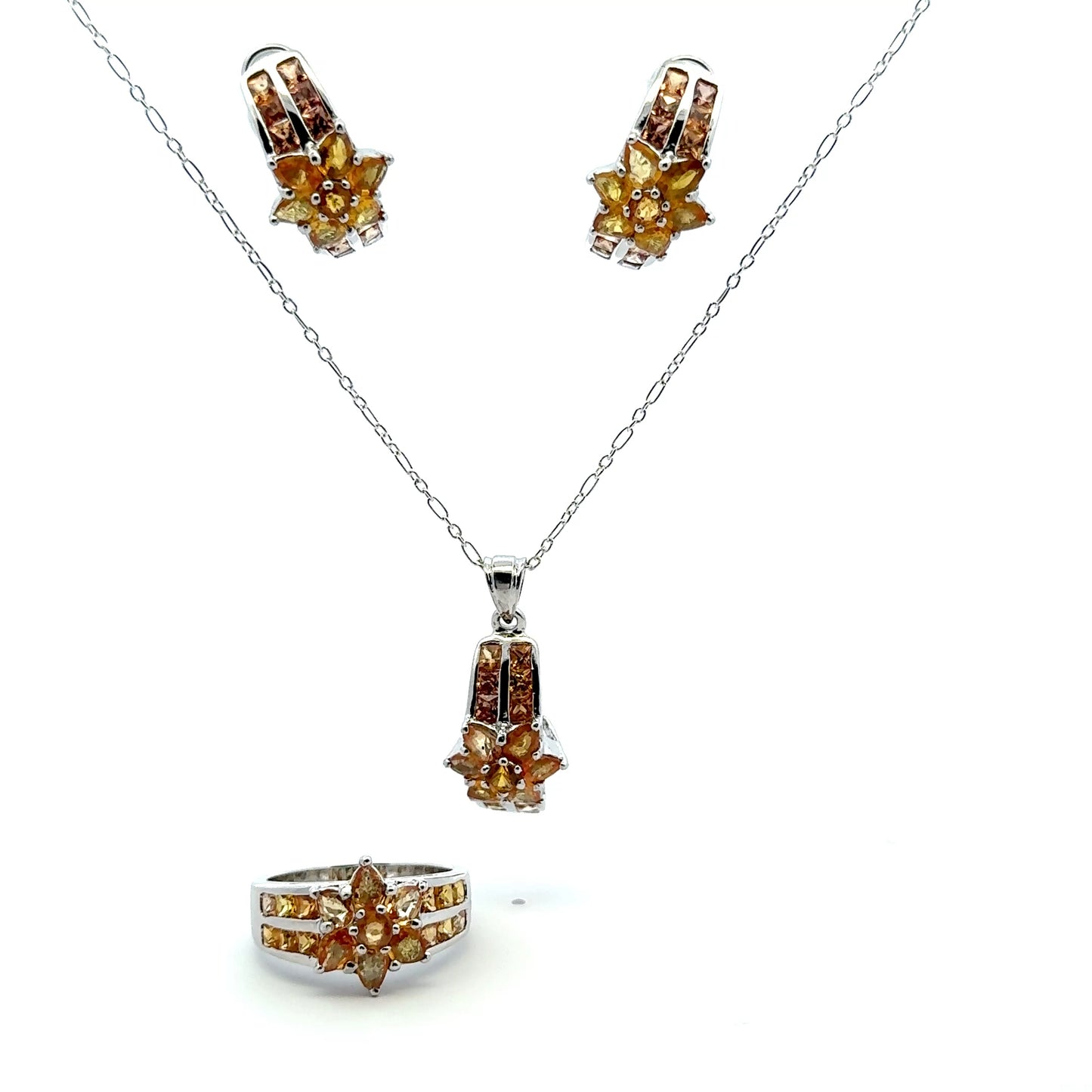 Orange Sapphire Jewelry Set