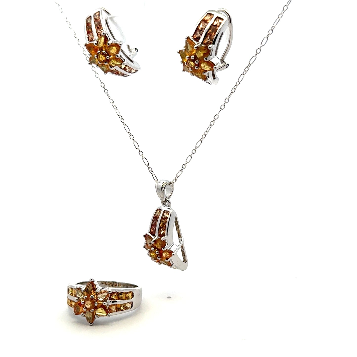 Orange Sapphire Jewelry Set