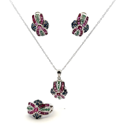 Jewelry Set: Ruby, Sapphire & Emerald